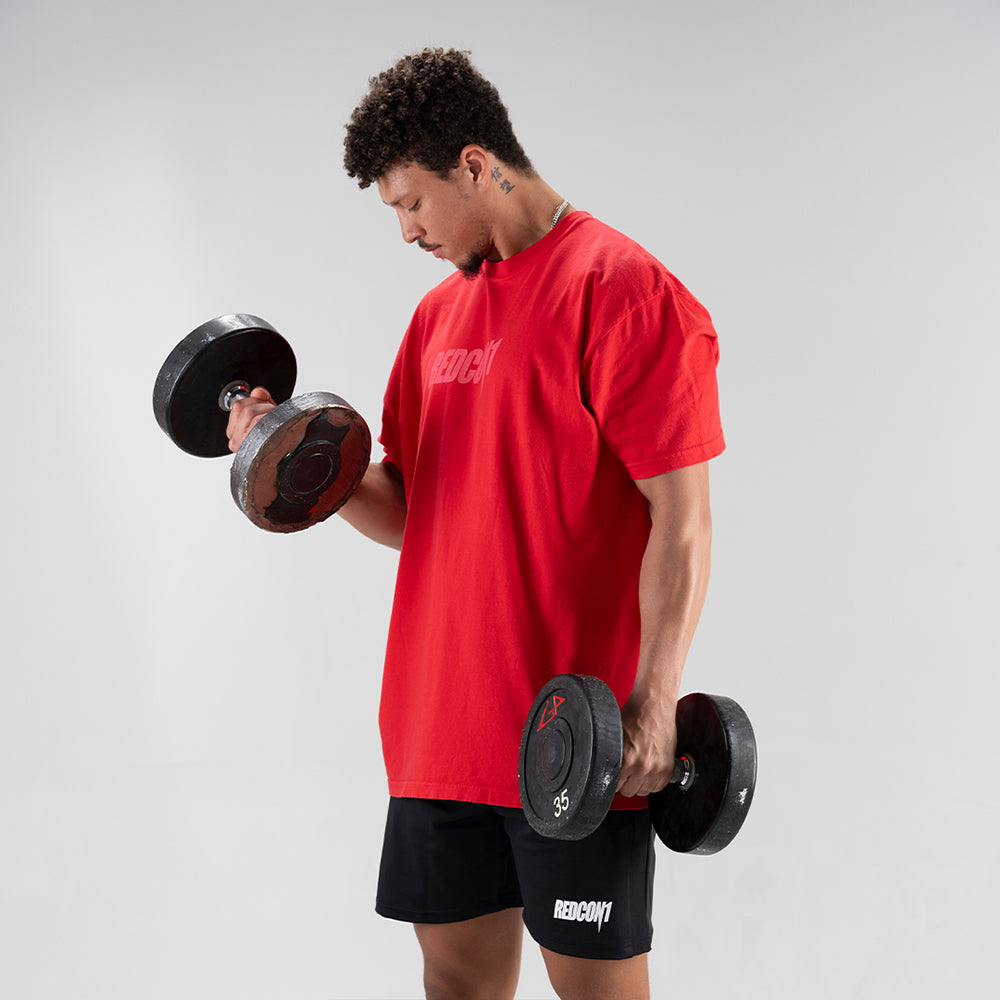 Red Uncompromising Oversized Pump Shirt - Weight Lifting