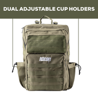 Tactical Green Backpack - Adjustable Cup Holders