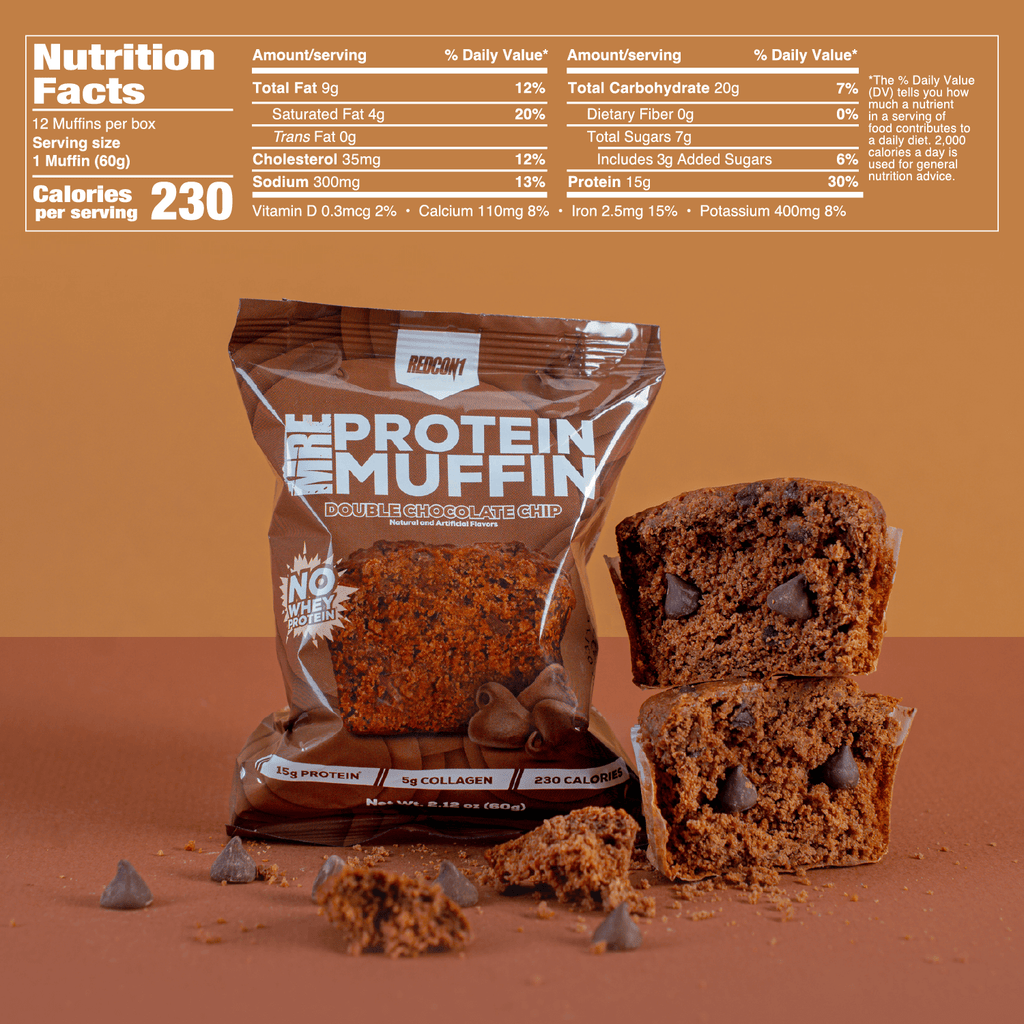 MRE Muffin - Double Chocolate Chip Supp Facts Image