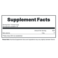 Basic Training Beta Alanine Supplement Fact