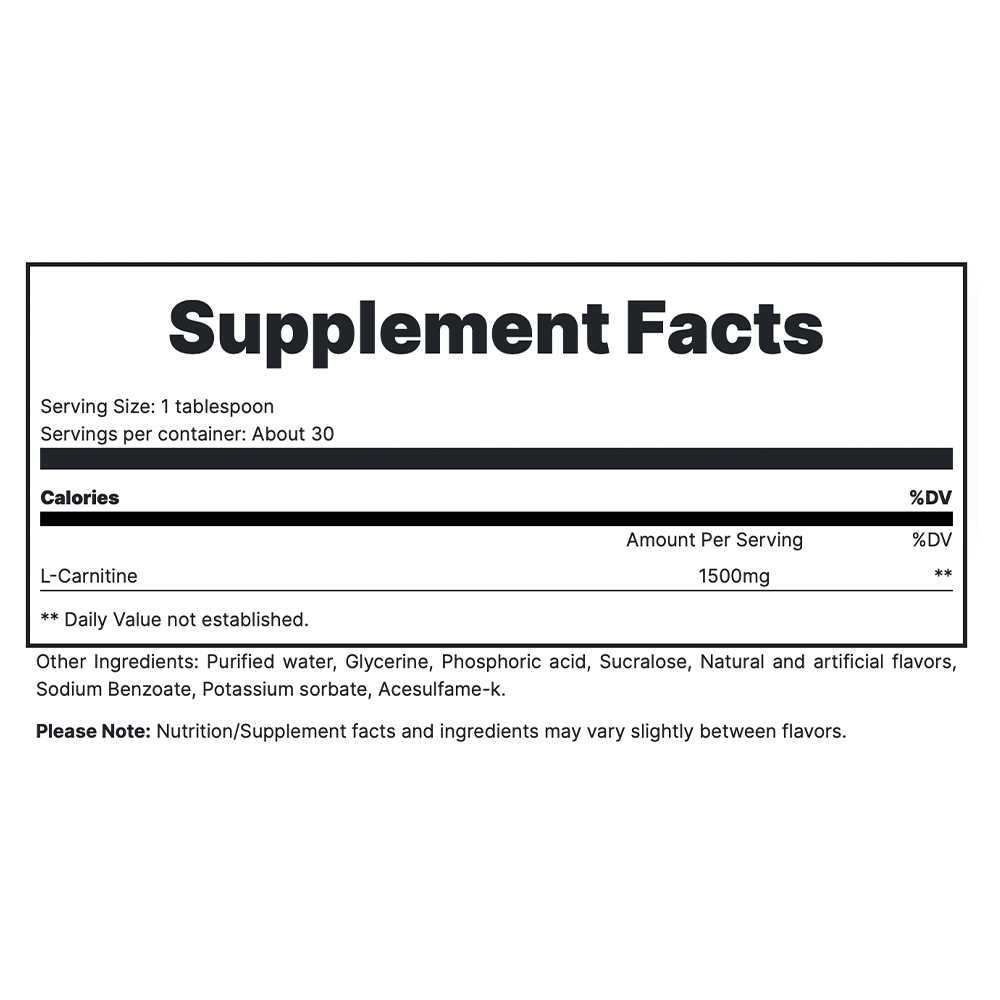 L Carnitine - Rainbow Candy Supp Fact
