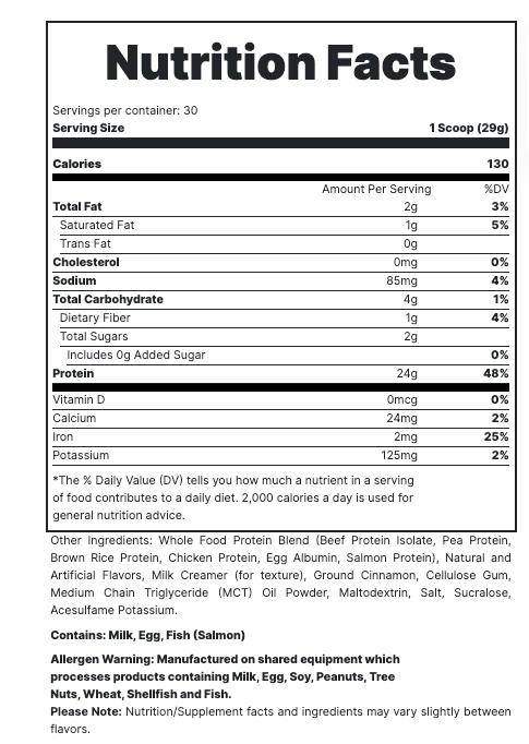 MRE Lite - Waffles & Syrup Supplement Facts