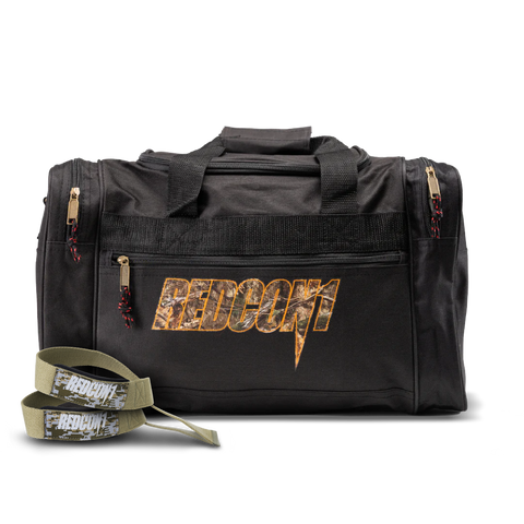 Mossy Oak Elite Black Duffle Bag and Lifting Straps Bundle