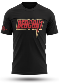 Black shirt with red REDCON1 logo and gold outline