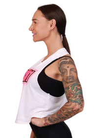 White & Hot Pink Future Muscle Tank - All
