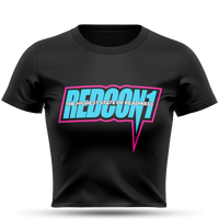 Women's Black Crop Top with Teal & Pink REDCON1Logo