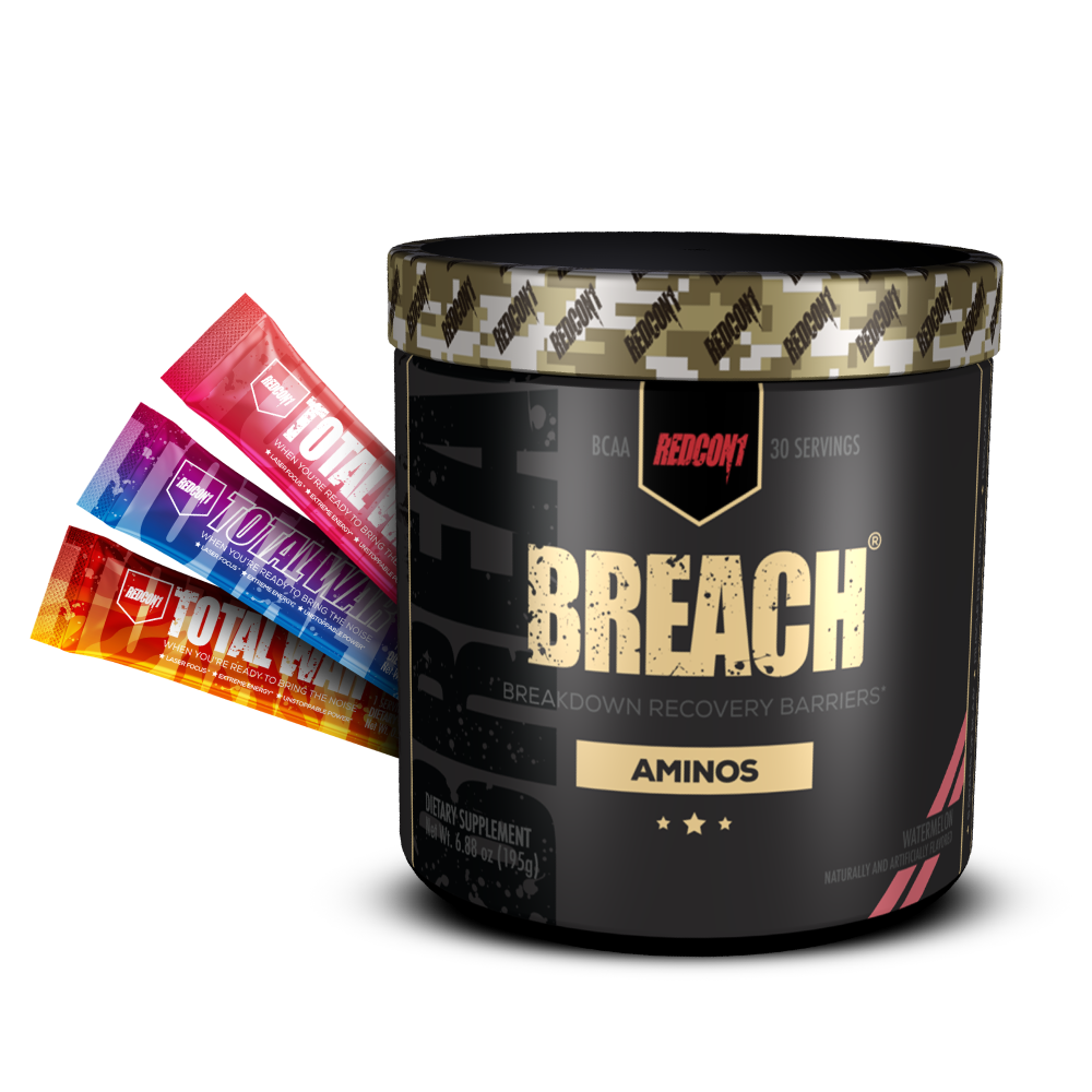 Breach BCAA + 3 Total War Preworkout Single Serve in Variety of Flavors